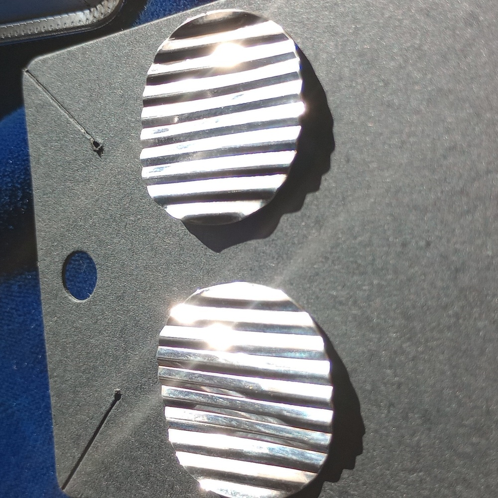 Silver Textured Round Earrings